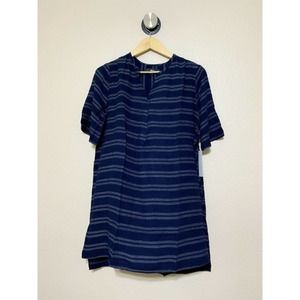 NEW Ellos Notch Neck Crinkle Tunic Top NWT